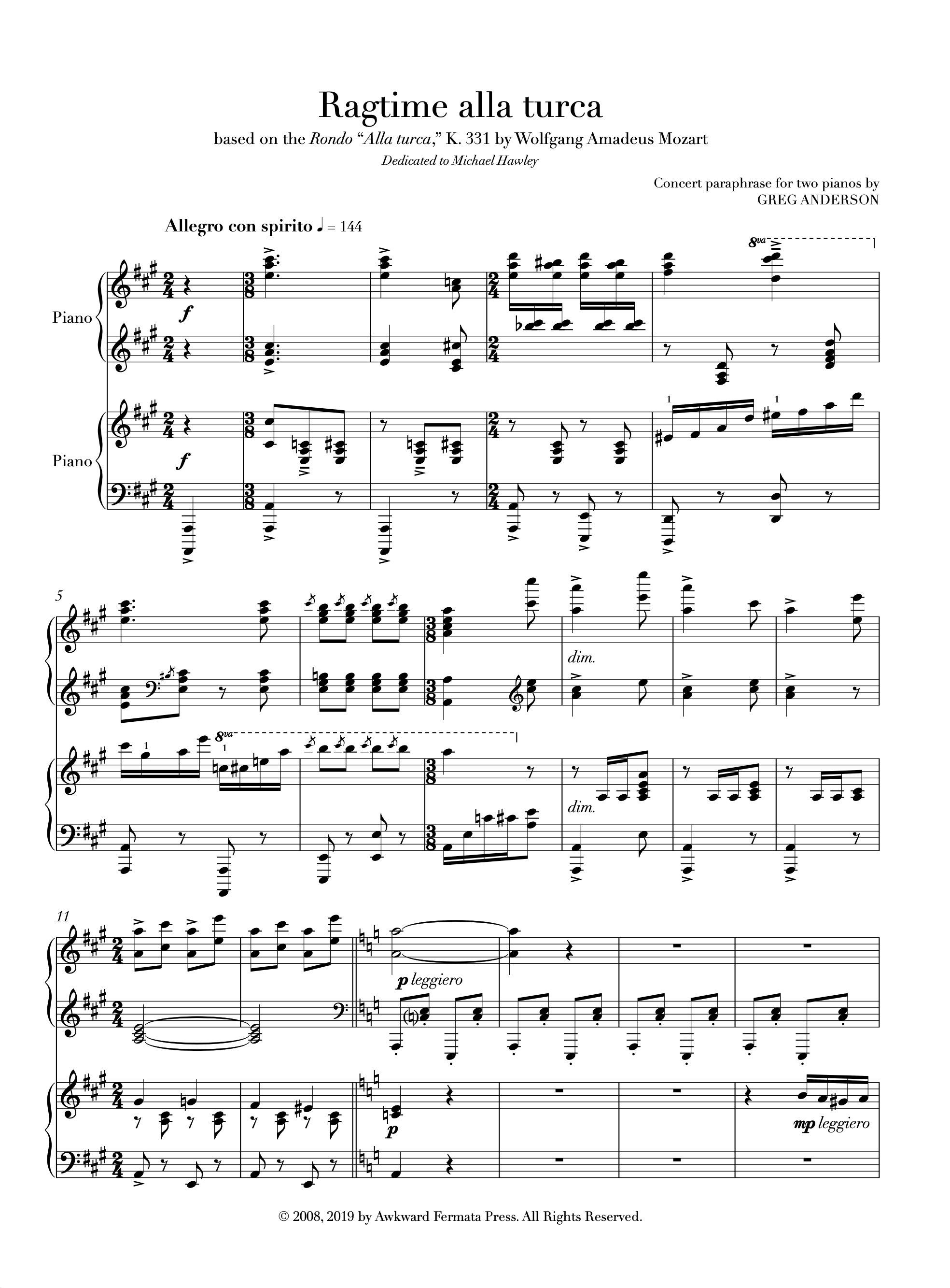 Ragtime alla Turca (2 pianos) | Scores by Greg Anderson